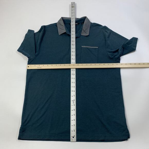 Travis Mathew Shirt Mens L Large Metal Blue Hidden Buttons Performance Polo - Picture 5 of 9